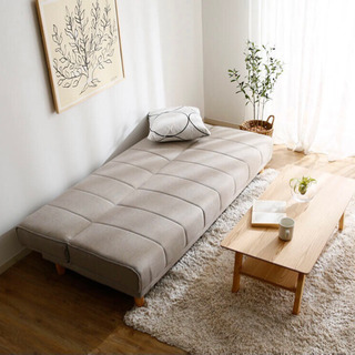 【LOWYA】3人掛け ソファベッド[S] 3段階リクライニング 天然木脚 ファブリックの画像