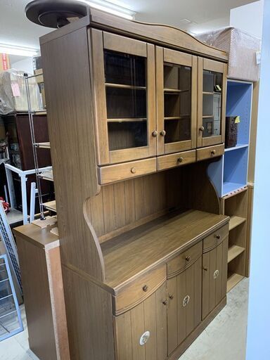 東海家具 ミドルレンジボード 幅120cm ブラウン系 食器棚 キッチンボード 南12条店