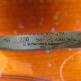 N1539・ SUZUKI 鈴木 バイオリン 1/2 No.230 Anno 2004 Established 1887 in Nagoya 楽器 弦楽器の画像