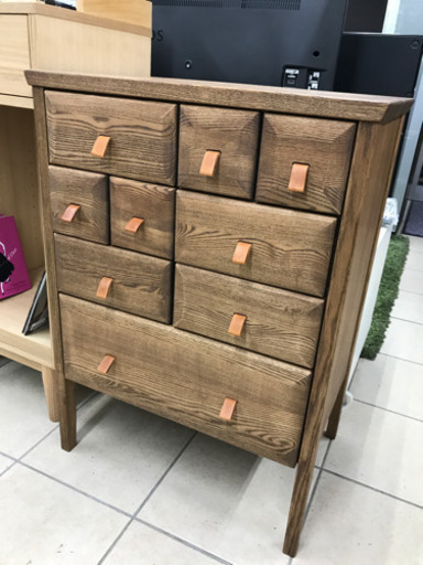 天然木 ナラ材 マルチチェスト 58cm×38cm×80cm