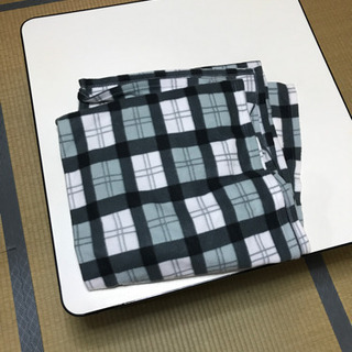 こたつテーブルと薄い掛け布団の画像