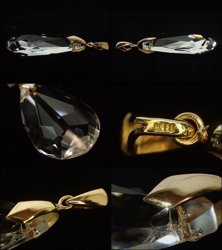 E611 K18 18金 YG クリスタル ネックレストップ アクセサリー