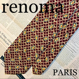 レノマ ネクタイ renoma  シルク100% ワインレッド ...