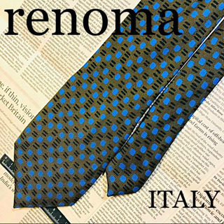 レノマ ネクタイ renoma ダークグリーン ドット柄 イタリ...