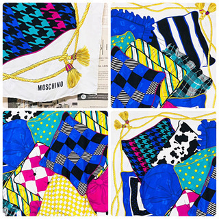 モスキーノ シルク スカーフ 大判 MOSCHINO シルク100%の画像
