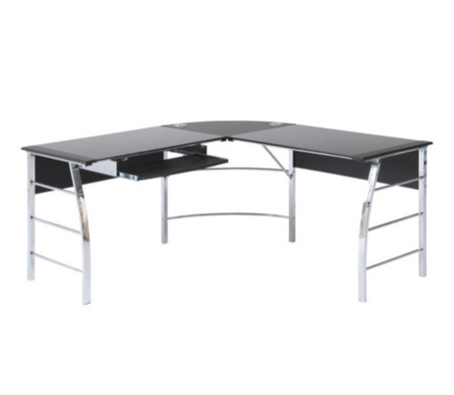 オフィスデスク　L字　黒　中古