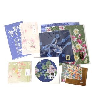 CA441 中尾彬 森光子 ハンカチ 藍染 わさび染等 9枚セット