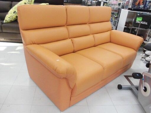 展示品３人掛けソファ 幅174×奥83×高さ95×座面39㎝ ソファー オレンジ 苫小牧西店