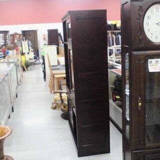 展示品 食器棚 北海道民芸家具 幅105×奥43.5×高180cm 木製 茶系 戸棚 苫小牧西店の画像