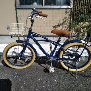 子供用自転車　18サイズ補助輪付き　ネイビー