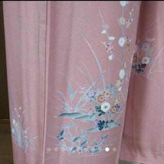 👘 正絹 付下げ 友禅染 ★ 四季花 柄入り共ハッ掛が素敵！未着用品の画像