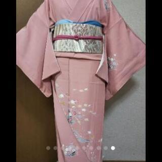 👘 正絹 付下げ 友禅染 ★ 四季花 柄入り共ハッ掛が素敵！未着用品の画像