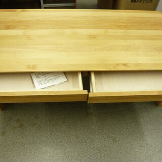 ローテーブル 幅105cm 木製 アルダー 引き出し付き ナチュラル ブラウン 堀田木工所 (ブラウン) ローテーブル 幅105cm 木製 アルダー 引き出し付き