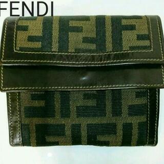 FENDI フェンディ 三つ折り財布 ズッカ柄 キャンバス レザ...