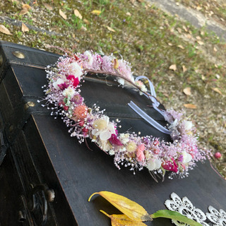 完売にて受注生産 プリザーブドかすみ草の花かんむり