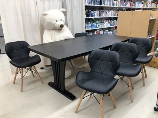 GM151 ダイニングテーブルセット 6人用 机ダークブラウン イスブラック ダイニングテーブルダークブラウン 椅子黒 6客 6席 6人 ファミリー用 家族 ダイニングチェア おしゃれ オシャレ シンプル シック インテリア インテリア雑貨 ダイニング家具 家具 6人掛け リサイクルショップ　ケイラック朝霞田島店　朝霞　志木　和光　新座　入間　富士見　ふじみ野　さいたま市　練馬　板橋　東久留米　三芳　戸田　蕨　所沢　川口　清瀬