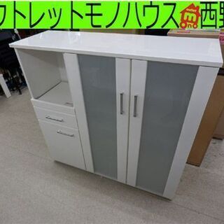 ミドルレンジボード エナメル 幅120㎝×奥行42㎝×高さ115cm レンジボード 家電ボード  ニトリ NITORI 白 ホワイト  ペイペイ対応 札幌市西区西野