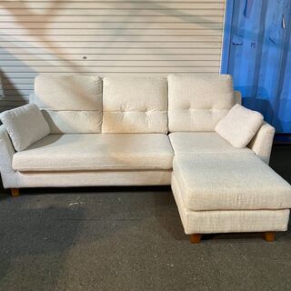 NDstyle カウチソファ ソファ オットマン付き ファブリック オフホワイト系 中古品 NDstyle カウチソファ ソファ オットマン付き ファブリック オフ