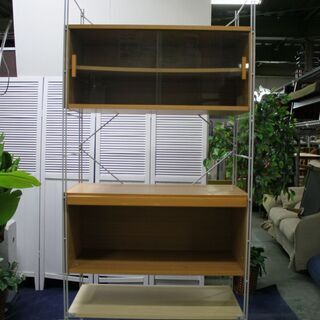 R2238) 無印良品 中古 ユニットシェルフ オーク材 ガラス扉付  食器棚 店頭取引大歓迎♪