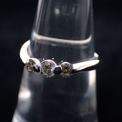 E389 K18 18金 WG リング 指輪 ダイヤ0.35ct 11号 2g