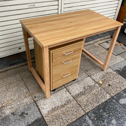 #4255 LOWYA 木製デスク DUOGALA DESK100 引き出し付き