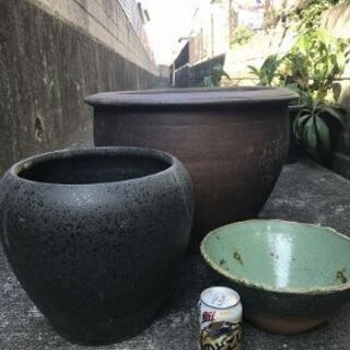 陶器大鉢１　睡蓮鉢２　陶器中鉢１の画像