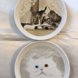 猫絵皿6枚セット譲ります。の画像