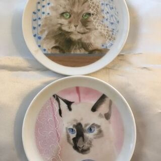 猫絵皿6枚セット譲ります。の画像