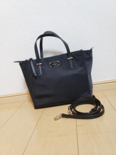 美品 kate spade ナイロンレザー 2wayハンドバッグ 黒
