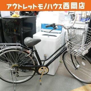 DCM パンクしない自転車 27インチ 6段変速 黒 カギ・荷台...