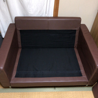 値下げ☆大特価 無印 1.5シーター レザーソファ クリーニング済み 近場配送無料☆の画像