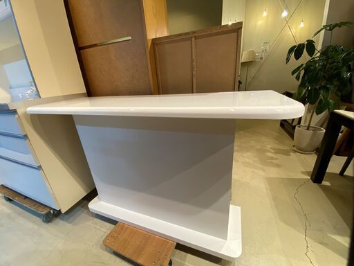 カウンター キッチンカウンター バーカウンター 白 収納棚 中古品