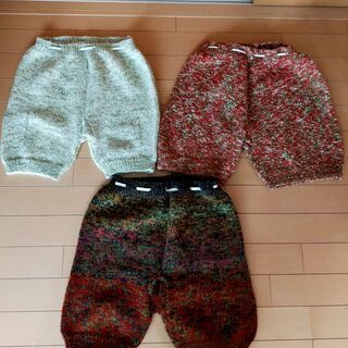手編み毛糸のパンツの画像