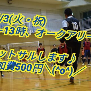 【500円フットサル⚽】3日（火・祝）11時~13時、オークアリ...