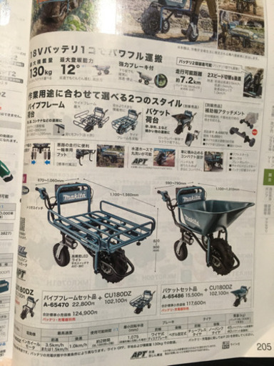 マキタ 充電式運搬車(バッテリー充電器別売)