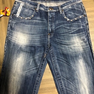商談中☆PARISH極太ラインストーンデニム☆34インチの画像