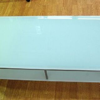 TVボード テレビ台 幅120×奥行55×高さ33cm ローボード ガラス 収納 棚付き キャスター付き ライトブルー アリスブルー 水色系 TV台 テレビボード☆ PayPay(ペイペイ)決済可能 ☆ 札幌市 清田区 平岡の画像