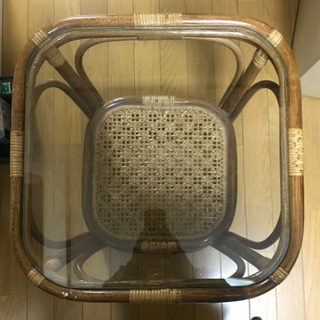 籐ガラステーブル／45×45の画像