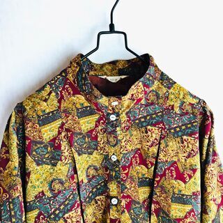 スペシャルパターン！ヨーロッパ アートデザイン 総柄シャツ レデ...