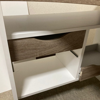 北欧風　L字型デスク　机　パソコンデスク　1年使用ホワイト/ブラウンの画像