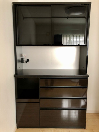【美品】キッチンボード ブラック×ダークブラウン
