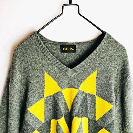 古着  高級 100% カシミア オールド ウール ニット デザインセーター