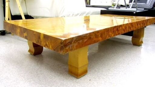 一枚板の座卓テーブル 155cm 高級家具 無垢銘木材 杢 札幌市北区屯田