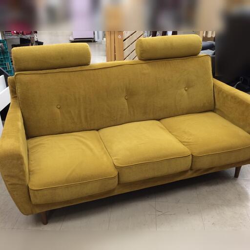 J412 KEYUCA ケユカ 3人掛け フランク ソファ マスタード 1800×860×990 クリーニング済み
