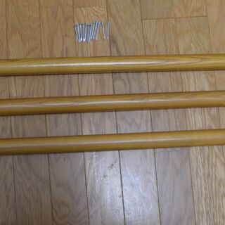 ★中古：安寿　手すり 手摺 3本セット　縦型　 木製 バリアフリー 
