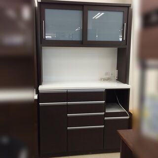 J413 ニトリ 食器棚 キッチンボード KRISNA 120KB-DBR ダークブラウン 1200×505×2000 クリーニング済み