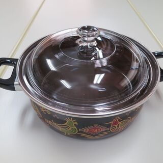 新品未使用💛２４ｃｍ両手鍋💛保温トレー付の画像