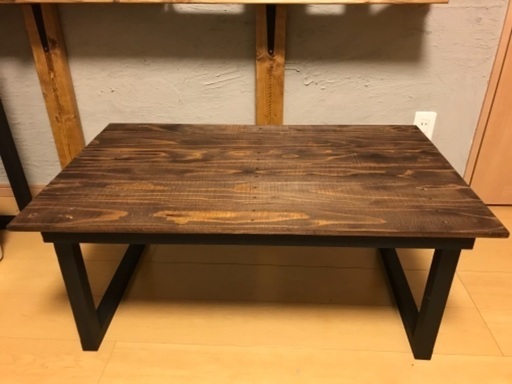 【90㎝×55㎝】高さ38.5㎝ ローテーブル キャンプ　ロースタイル　折り畳み　ハンドメイド  ヴィンテージ風 オイルフィニッシュ