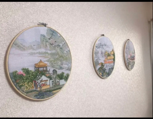 手作り　壁掛け画　中国風景画　3枚セット