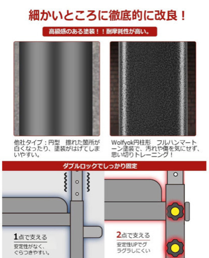 懸垂マシン 室内 ぶらさがり健康器 Wolfyok 耐荷重180kg 土台八の字型 高さ11段 背もたれ6段 アームレスト3段 フルハンマートーン塗装フレーム チンニングスタンド マルチジム 筋トレ 背筋 腹筋 大胸筋 健康器具 ストレッチグッズ トレーニングチューブ付き 家庭用 日本語説明書